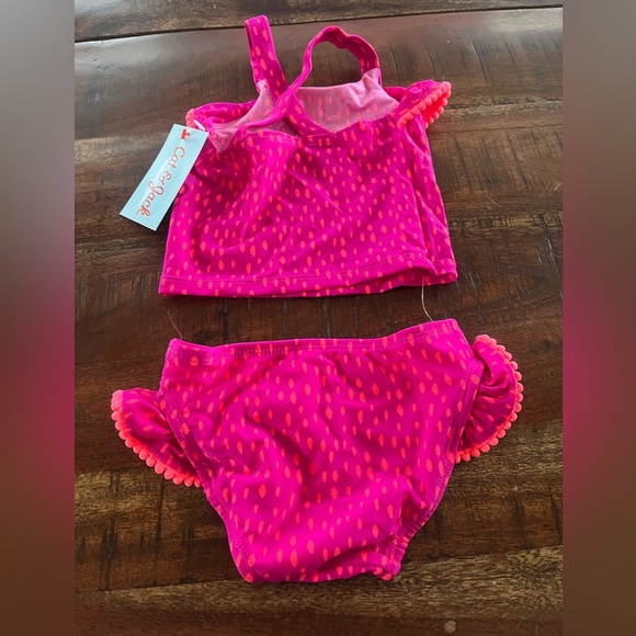Cat & Jack Bright Pink Swimsuit with Ruffles - Picture 2 of 3